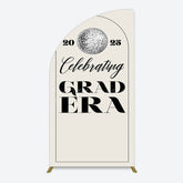 Aperturee - Aperturee Beige Silver Disco Ball Grad Era Party Half Moon Arch Backdrop